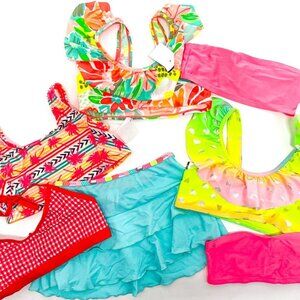 Girls Bathing Suit Bikini Swimsuit Swim Skirt Tops Bottoms Bundle Medium 7 - 8